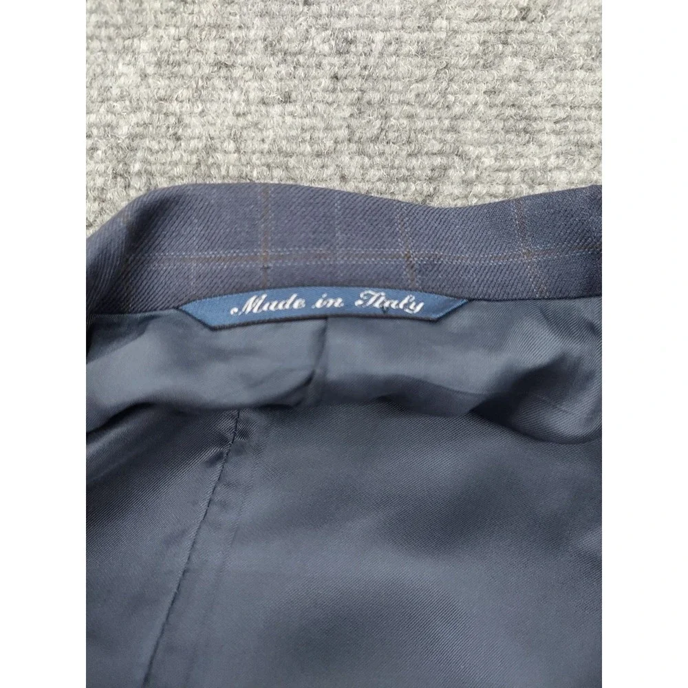 Canali Blazer Jacket Mens 46‎ R Blue 3 Button Plaid Made in Italy Wool Suit READ